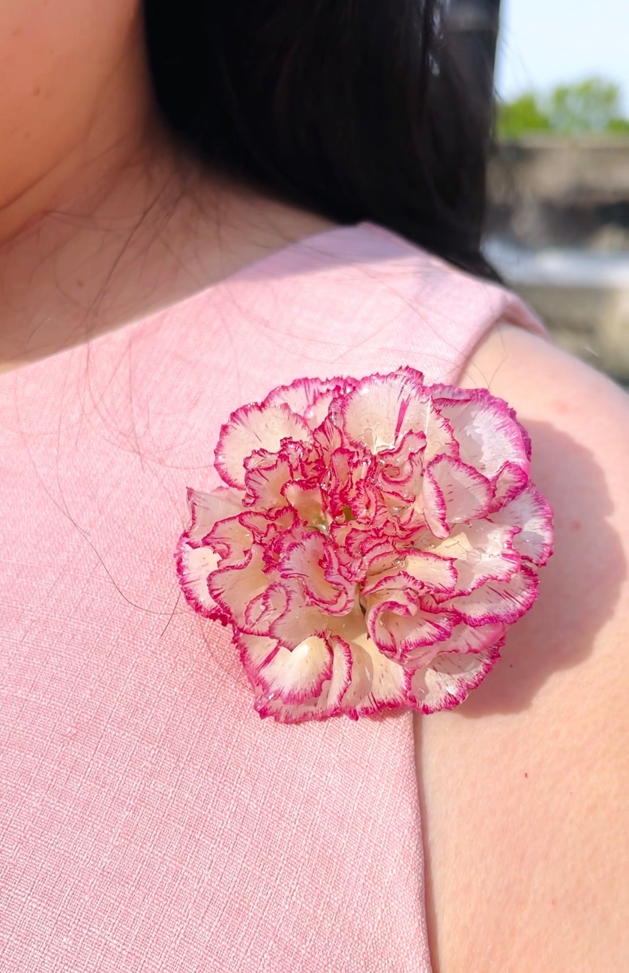 Real Carnation Hair Clip / Brooch