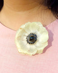 Real White Anemone Hair Clip / Brooch