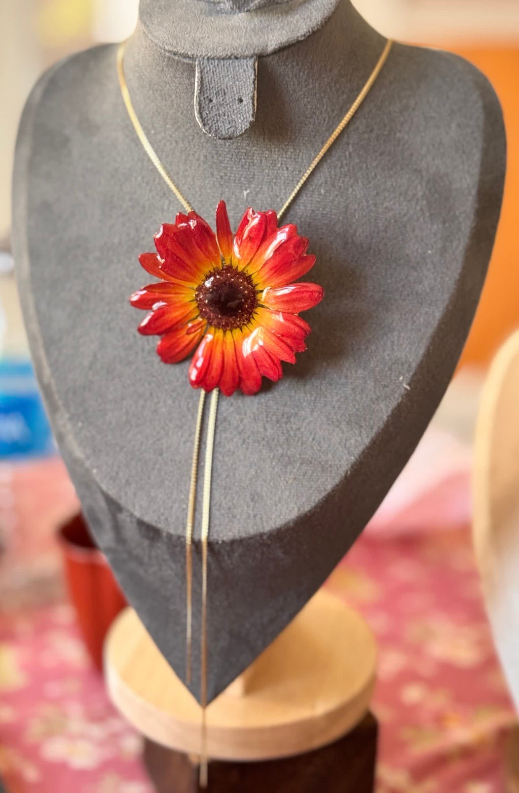 Gerbera Daisy Stainless Steel Necklace