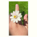 Mini Daisy Stainless Steel Ring handmade real flower jewelry