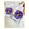 Pansy Silver Stud Earrings handmade real flower jewelry