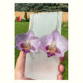 Pink-Purple Phalaenopsis Orchid Silver Earrings handmade real flower jewelry