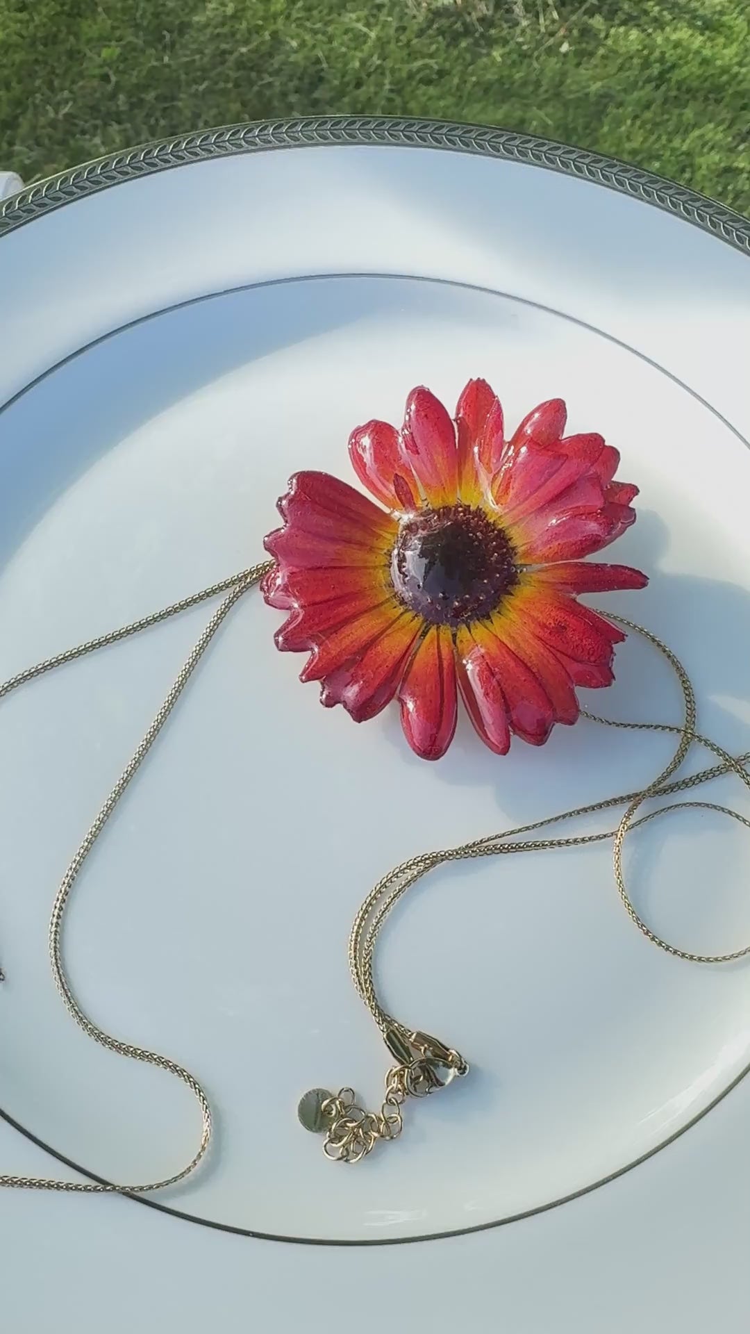 Gerbera Daisy Stainless Steel Necklace
