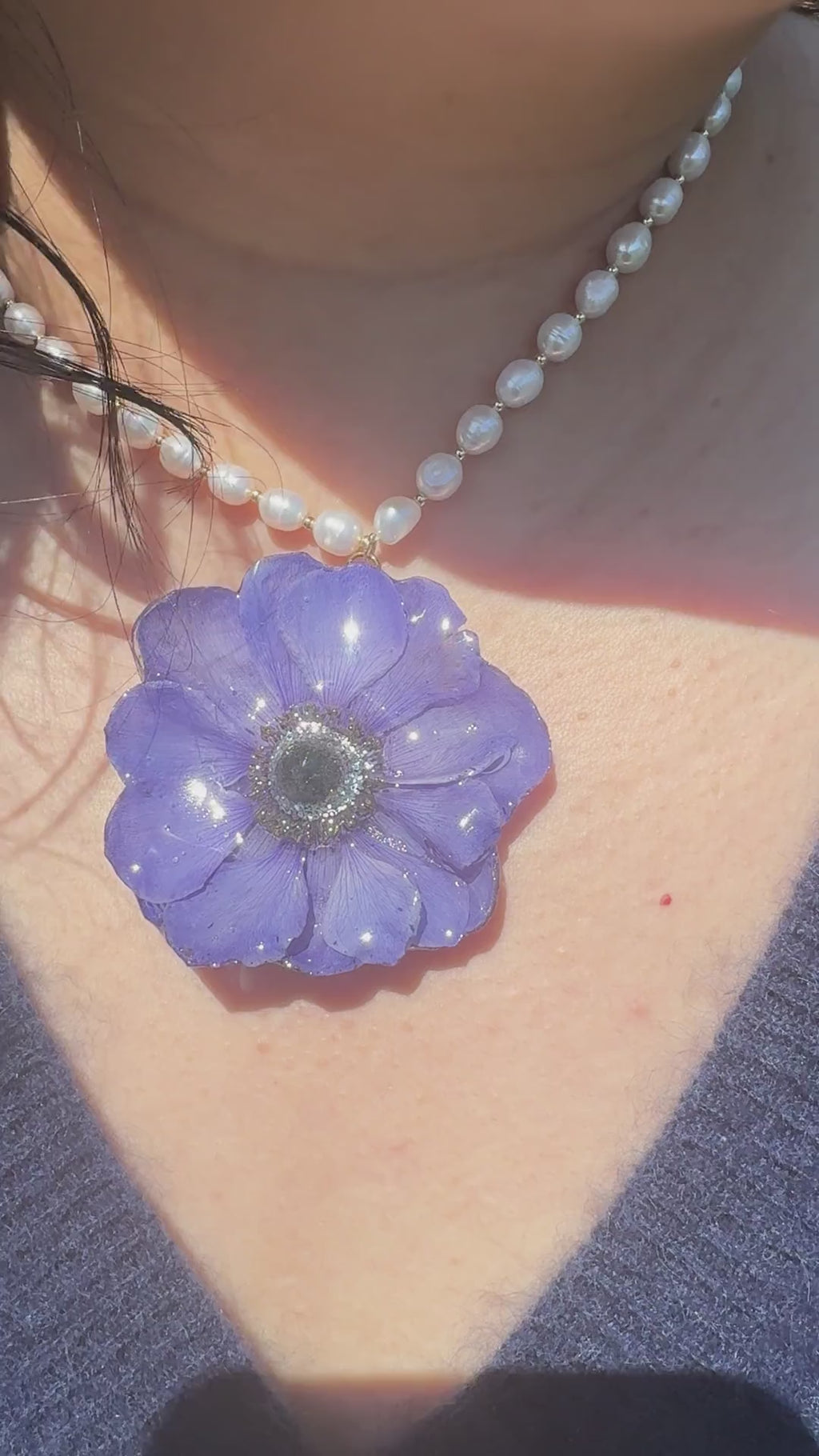 Blue-Purple Anemone Pearl Necklace