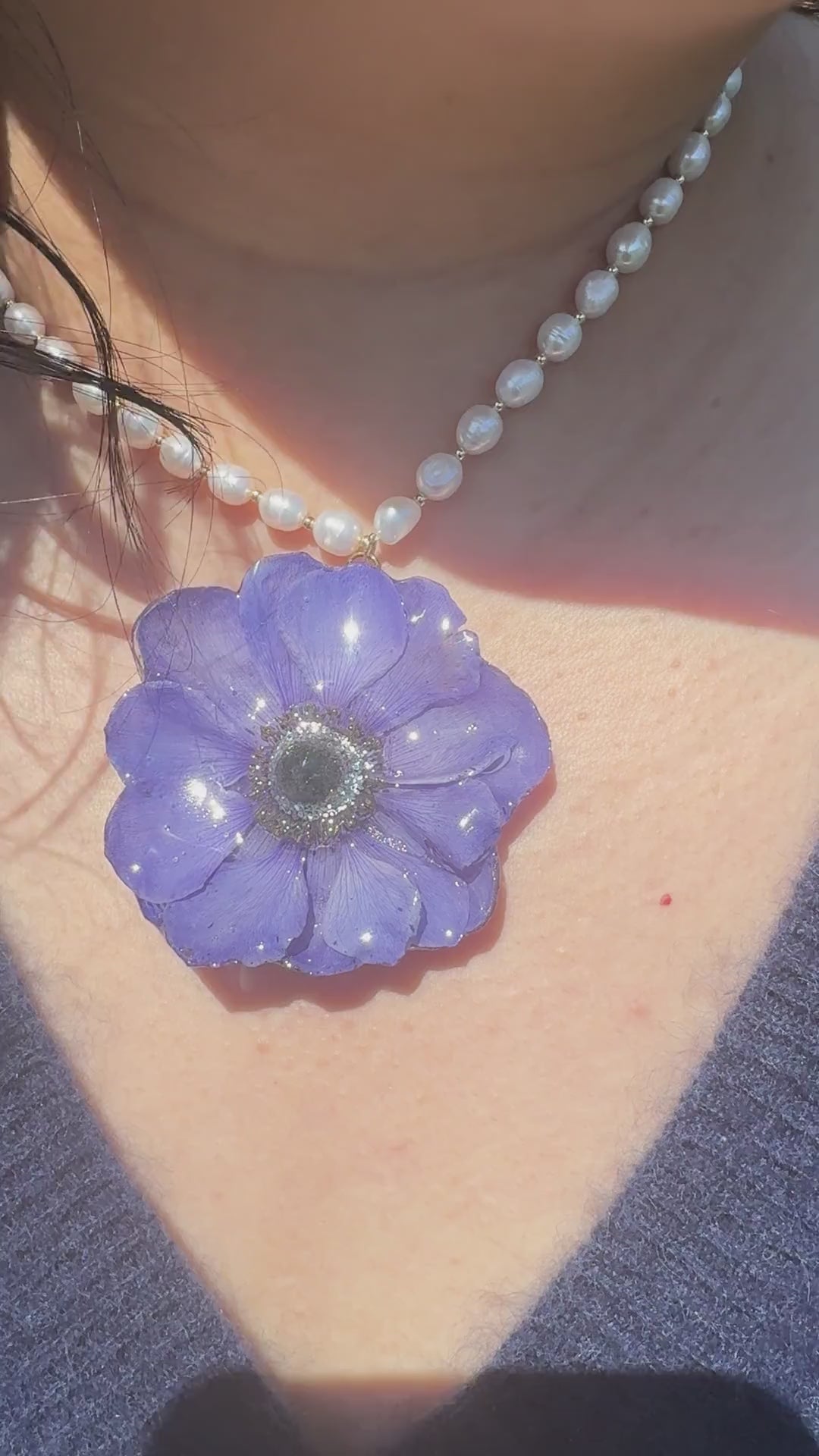 Blue-Purple Anemone Pearl Necklace