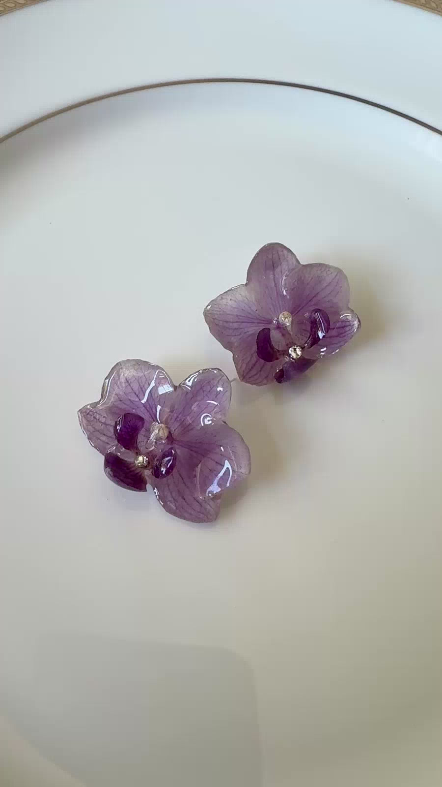 Purple Phalaenopsis Orchid Sterling Silver Stud Earrings