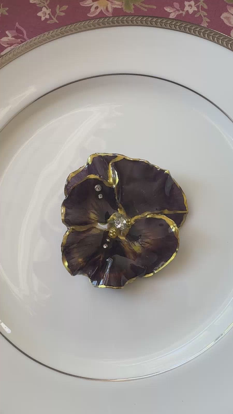 Dark Pansy Sparkle Hair Clip / Brooch