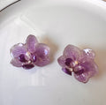 Purple Phalaenopsis Orchid Sterling Silver Stud Earrings