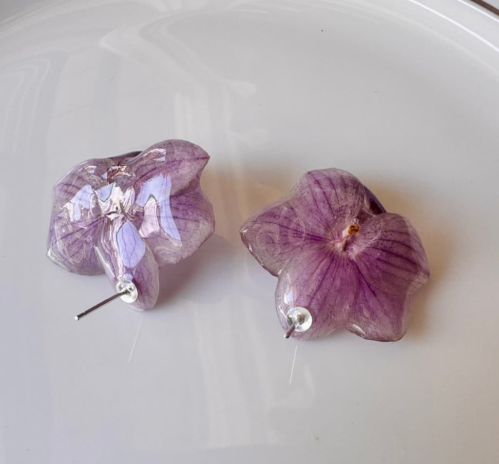 Purple Phalaenopsis Orchid Sterling Silver Stud Earrings