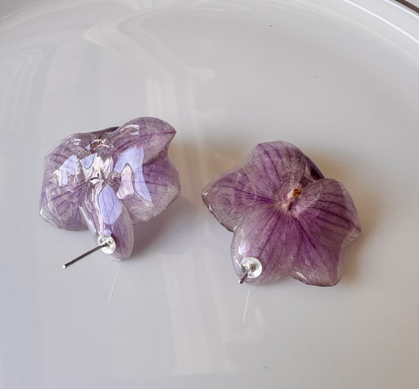 Purple Phalaenopsis Orchid Sterling Silver Stud Earrings