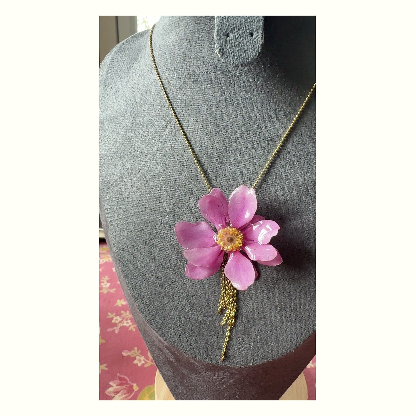 Real Wild Cotton Flower Stainless Steel Necklace handmade real flower jewelry