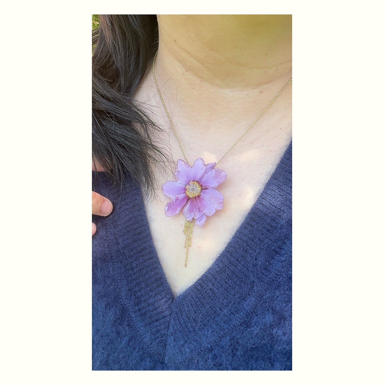 Real Wild Cotton Flower Stainless Steel Necklace handmade real flower jewelry