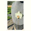 White Phalaenopsis Orchid Stainless Steel Necklace - Version 2 handmade real flower jewelry