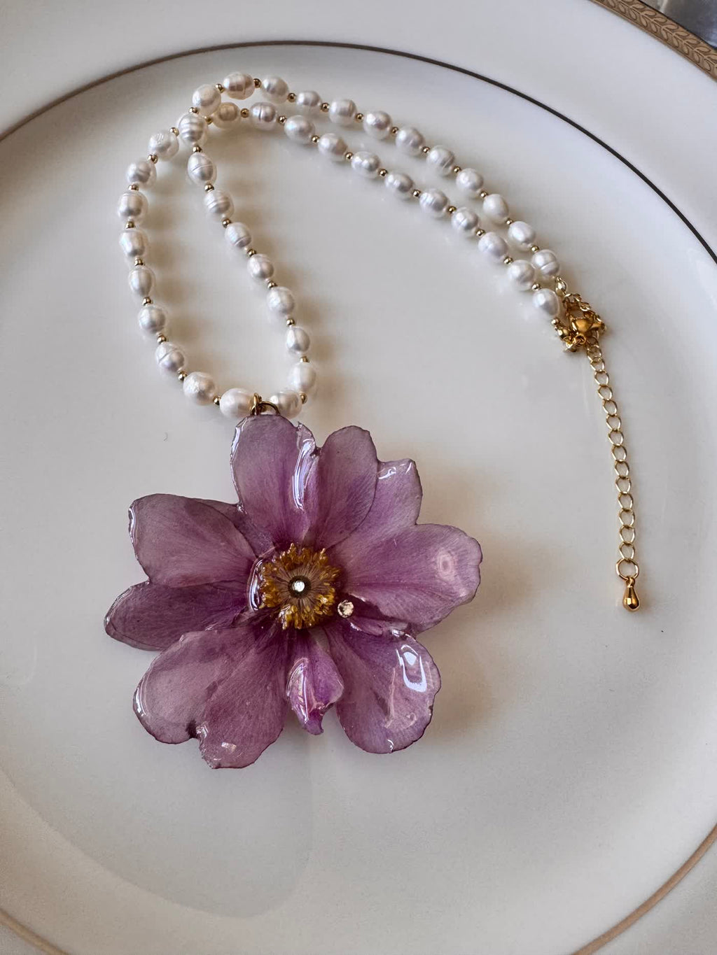 Wild Cotton Flower Pearl Necklace