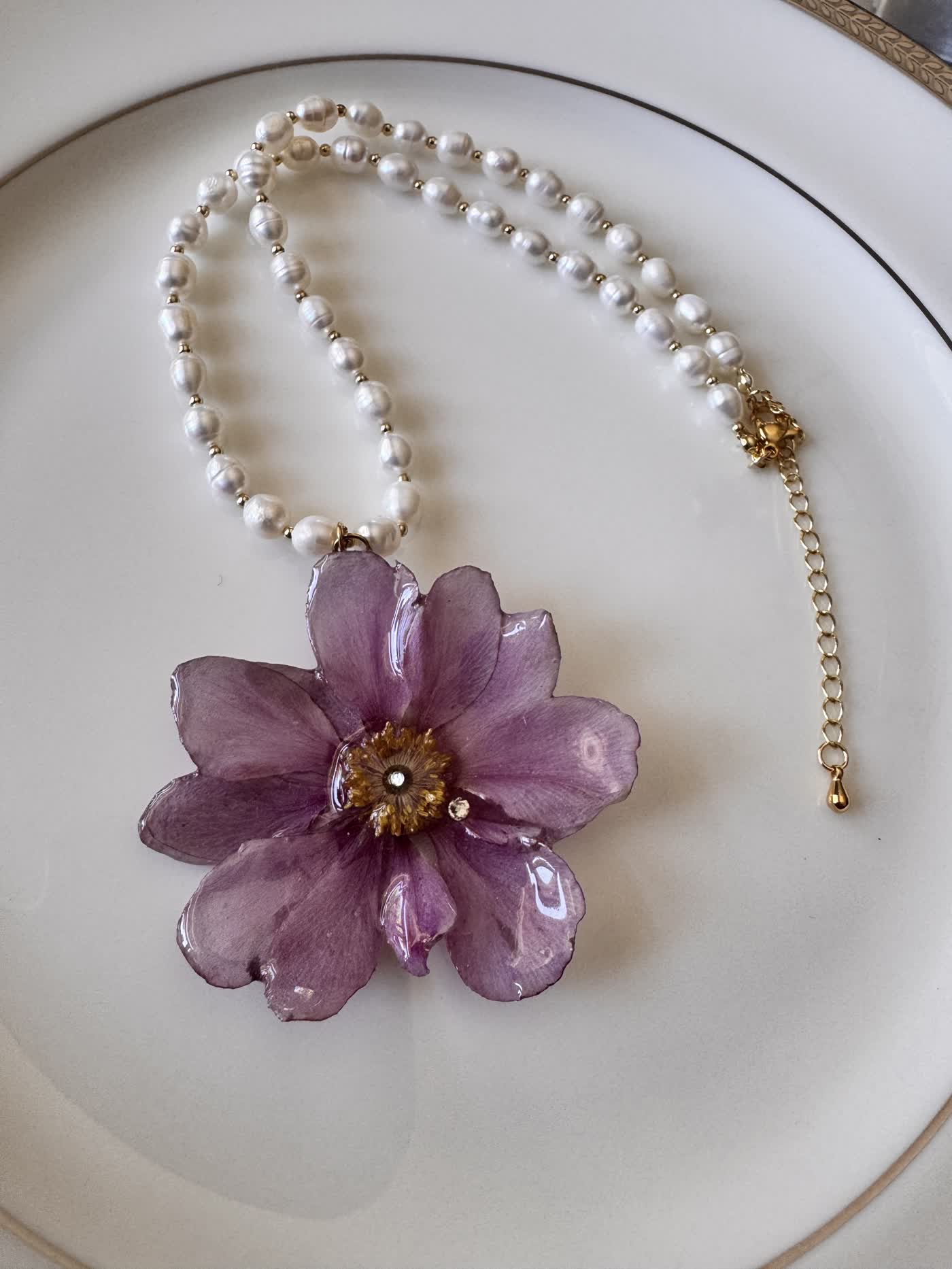 Wild Cotton Flower Pearl Necklace